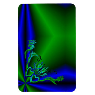 Herz mit Blume und Schmetterling im Tattoo-Stil Magnet
