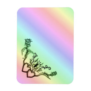 Herz mit Blume und Schmetterling im Tattoo-Stil Magnet