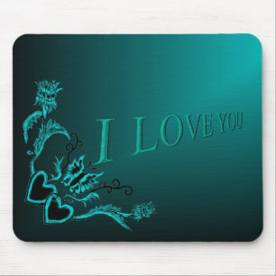 Herz mit Blume und Schmetterling im Tattoo-Stil Mousepad