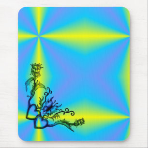 Herz mit Blume und Schmetterling im Tattoo-Stil Mousepad