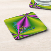 Herz mit Blume und Schmetterling im Tattoo-Stil Untersetzer (Linke Seite)