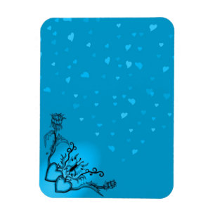 Herz mit Blume und Schmetterling Magnet