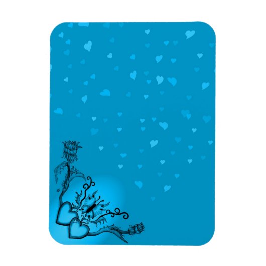 Herz mit Blume und Schmetterling Magnet (Vertikal)