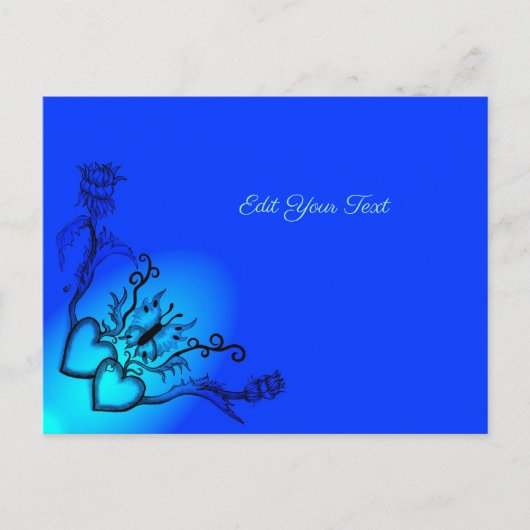 Herz mit Blume und Schmetterling Postkarte (Vorderseite)