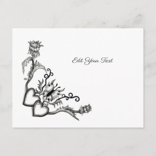 Herz mit Blume und Schmetterling Postkarte