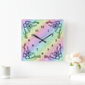 Herz mit Blume und Schmetterling Quadratische Wanduhr (Zuhause)