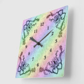 Herz mit Blume und Schmetterling Quadratische Wanduhr (Winkel)