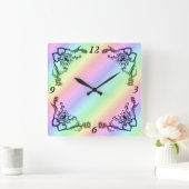 Herz mit Blume und Schmetterling Quadratische Wanduhr (Zuhause)