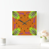 Herz mit Blume und Schmetterling Quadratische Wanduhr (Zuhause)