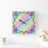 Herz mit Blume und Schmetterling Quadratische Wanduhr (Zuhause)