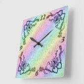 Herz mit Blume und Schmetterling Quadratische Wanduhr (Winkel)