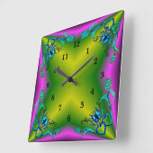 Herz mit Blume und Schmetterling Quadratische Wanduhr (Winkel)