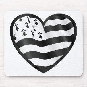 Herz mit Bretin Flagge nach innen Mousepad