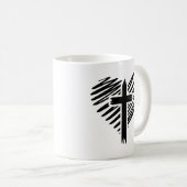 Herz mit Cross-Coffee-Tasse Kaffeetasse (VorderseiteRechts)