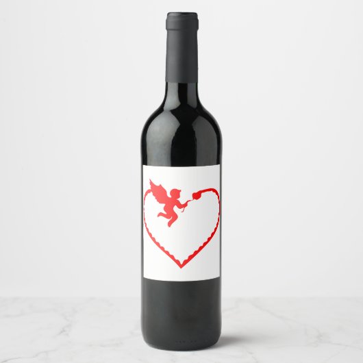 Herz mit cupid Geschenk für Sie Weinetikett (Vorderseite)