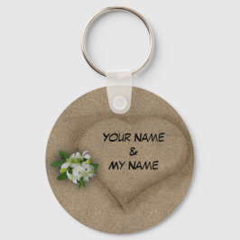 Herz mit deinen Namen im Sand Schlüsselanhänger