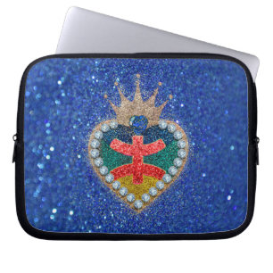 Herz mit der Amazigh-Fahne in einem hellen Glitzer Laptopschutzhülle