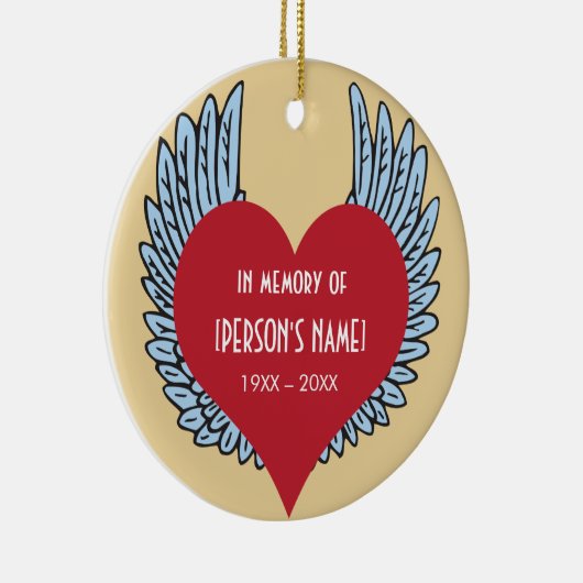 Herz mit Flügeln im Gedächtnis Keramik Ornament (Rechts)