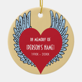 Herz mit Flügeln im Gedächtnis Keramik Ornament