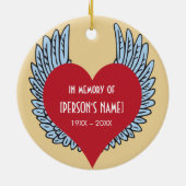 Herz mit Flügeln im Gedächtnis Keramik Ornament (Hinten)