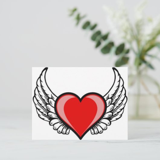 Herz mit Flügeln Postkarte (Stehend Vorderseite)
