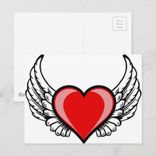 Herz mit Flügeln Postkarte (Vorne/Hinten)