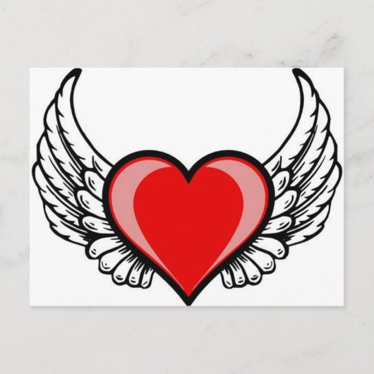 Herz mit Flügeln Postkarte (Vorderseite)