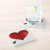 Herz mit Gold Arrow Glass Untersetzer (Schrägansicht)