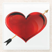 Herz mit Gold Arrow Glass Untersetzer