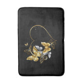 Herz mit goldenen Schmetterlingen Badematte (Vorderseite Vertikal)