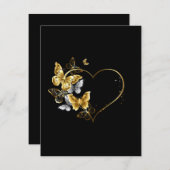 Herz mit goldenen Schmetterlingen Begleitkarte (Vorne/Hinten)