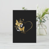 Herz mit goldenen Schmetterlingen Begleitkarte (Stehend Vorderseite)