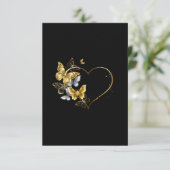 Herz mit goldenen Schmetterlingen Dankeskarte (Stehend Vorderseite)