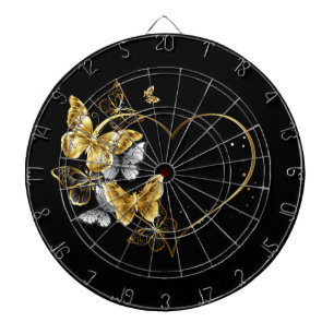 Herz mit goldenen Schmetterlingen Dartscheibe