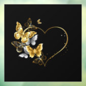 Herz mit goldenen Schmetterlingen Fensteraufkleber (Blatt 3)