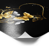 Herz mit goldenen Schmetterlingen Fotodruck (Ecke)