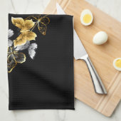 Herz mit goldenen Schmetterlingen Geschirrtuch (Viertel Falte)