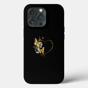 Herz mit goldenen Schmetterlingen iPhone 13 Pro Hülle