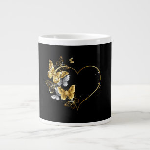 Herz mit goldenen Schmetterlingen Jumbo-Tasse