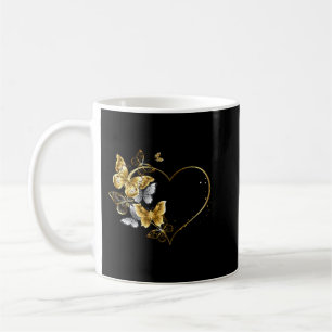 Herz mit goldenen Schmetterlingen Kaffeetasse