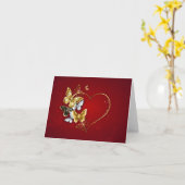 Herz mit goldenen Schmetterlingen Karte (Gelbe Blume)