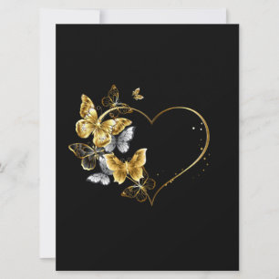 Herz mit goldenen Schmetterlingen Karte