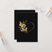 Herz mit goldenen Schmetterlingen Karte (Vorderseite/Rückseite Beispiel)