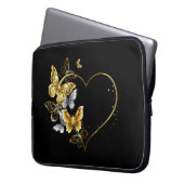 Herz mit goldenen Schmetterlingen Laptopschutzhülle (Vorderseite Links)