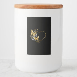 Herz mit goldenen Schmetterlingen Lebensmitteletikett