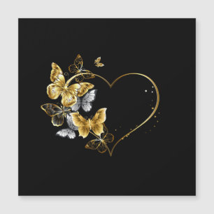 Herz mit goldenen Schmetterlingen Magnetkarte