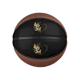 Herz mit goldenen Schmetterlingen Mini Basketball