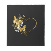 Herz mit goldenen Schmetterlingen Notizblock (Vorderseite)