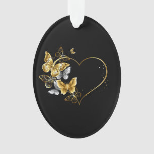 Herz mit goldenen Schmetterlingen Ornament