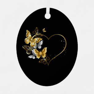 Herz mit goldenen Schmetterlingen Ornament Aus Metall